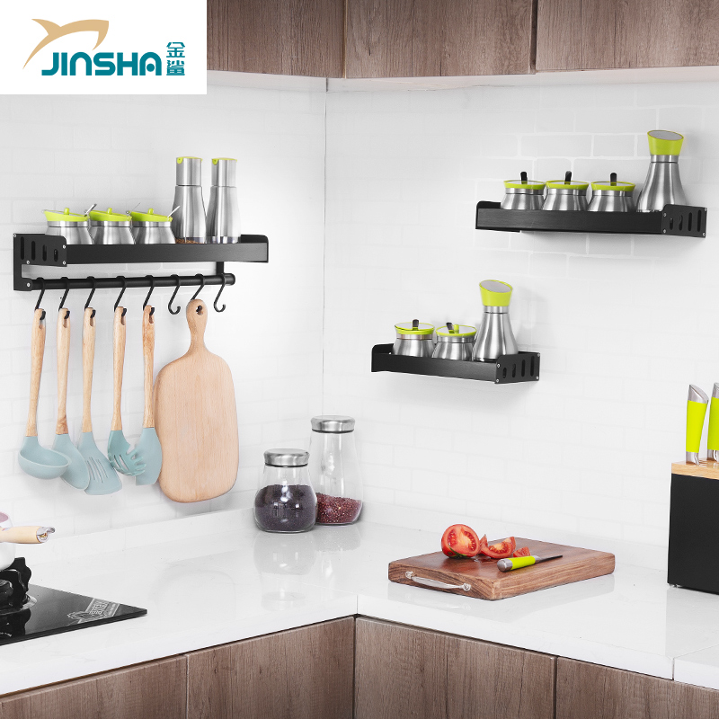 black Space aluminum kitchen Shelf Wall Punch holes Flavor Spice rack household Storage Storage racks Kitchenwarein the Decoration main material , Kitchen , Kitchen accessories , Shelf category - from Buy2taobao.com to provide professional Taobao agent buy service