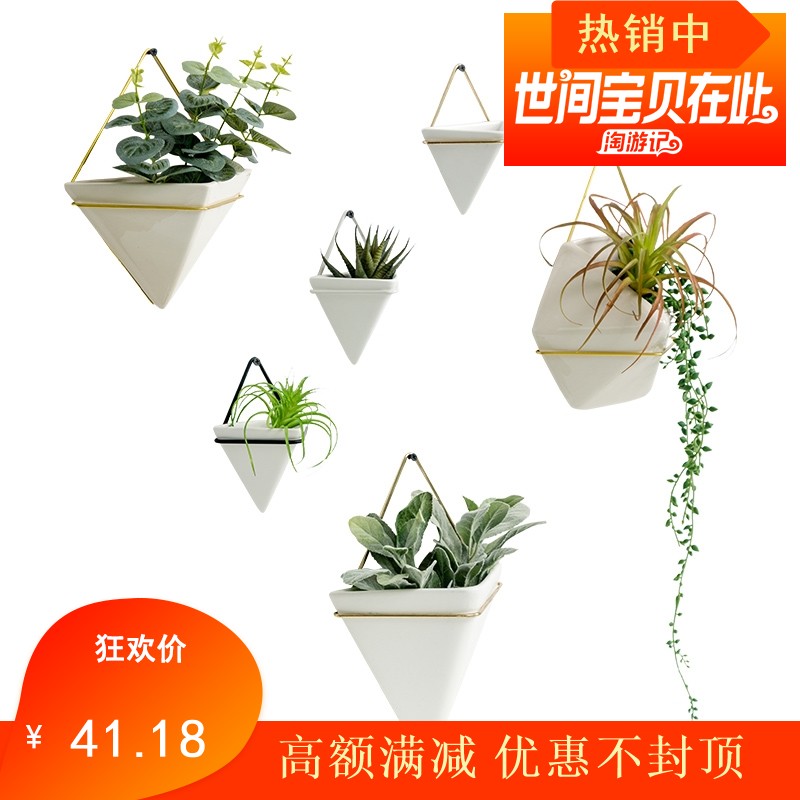 餐厅壁挂花盆背景墙上装饰品挂件客厅房间墙面创意奶茶店壁挂花在类目 家居饰品, 壁饰中 - 来自Buy2taobao.com提供专业的淘宝代购服务