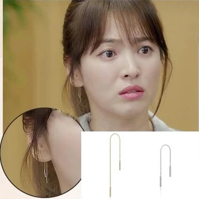 Korea simplicity s925 Sterling Silver Ear line Song Hye Kyo Same item Earrings have more cash than can be accounted for temperament tassels Ear chain Anti allergyin the Accessories/Fashion Jewelry, Earring , Ear wire category - from Buy2taobao.com to provide professional Taobao agent buy service