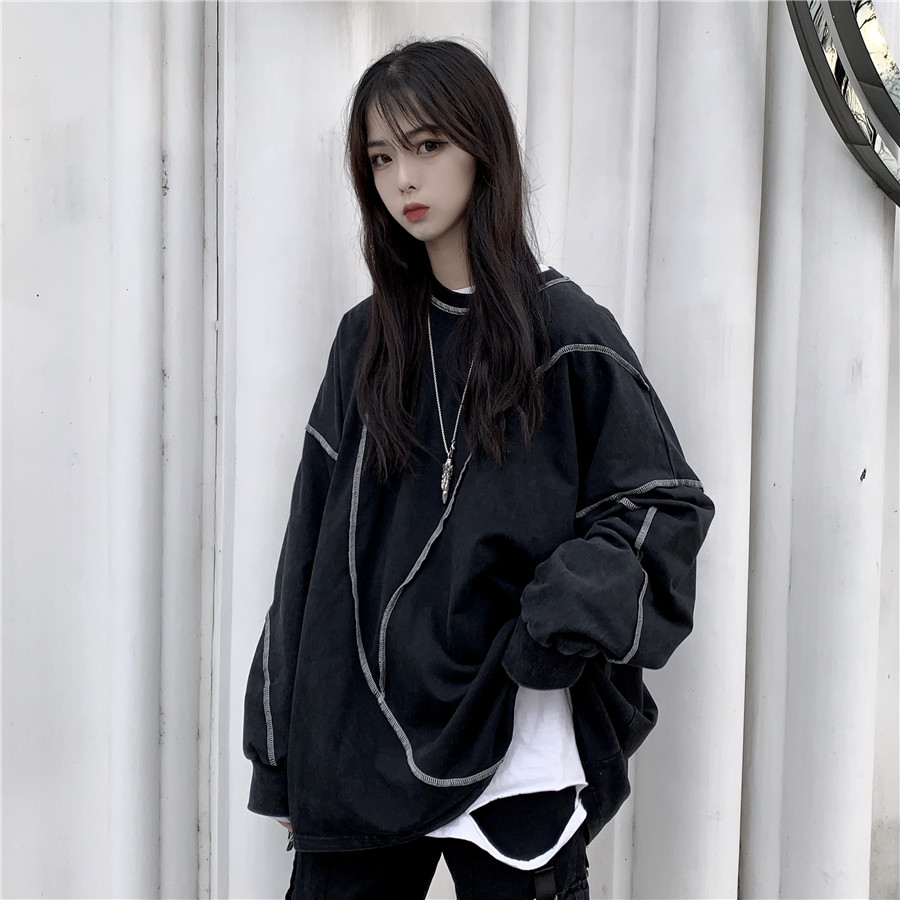 2019春季新款韩版暗黑原宿bf风个性宽松长袖T恤卫衣学生上衣女潮|ruв категории Женская одежда, свитер/свитер - от Buy2taobao.com для оказания профессиональной услуги покупки агента Taobao