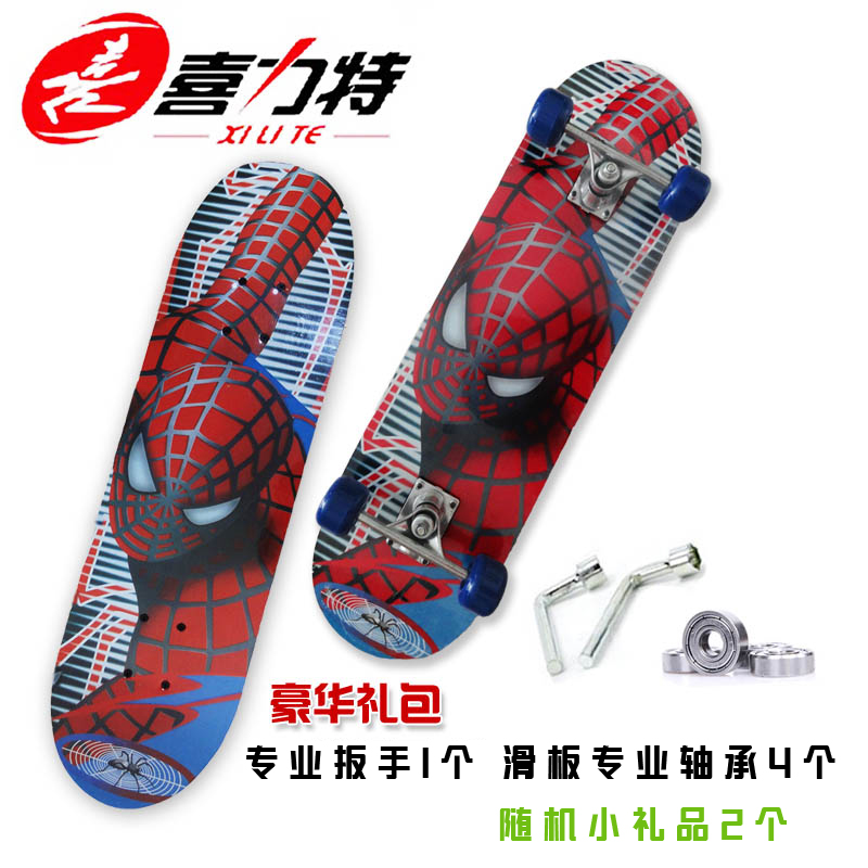 梦尔颂 儿童四轮滑板 双翘枫木板成人儿童4轮滑板蜘蛛侠卡通专业|msdalam kategori sukan/Yoga/kecergasan/bekalan peminat, Skating/Skateboard/Sukan Extreme, Skateboard - dari Buy2taobao.com untuk memberikan perkhidmatan ejen Taobao profesional membeli