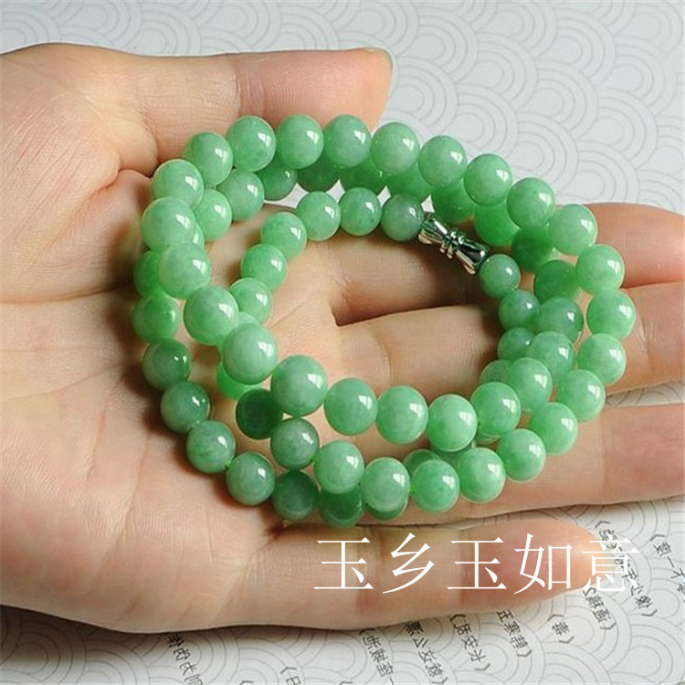 纯天然老坑缅甸A货冰糯种阳绿翡翠项链玉石珠子圆形珠链正品包邮在类目 饰品/流行首饰/时尚饰品新, 项链中 - 来自Buy2taobao.com提供专业的淘宝代购服务