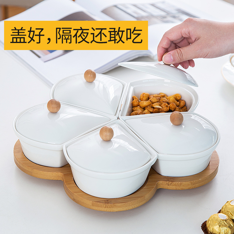 带盖零食盘陶瓷干果盘瓜子坚果盘调味小碟子小吃盘子点心盘糖果盘|ruв категории посуда, посуда, фрукты бассейна/компот/корзина - от Buy2taobao.com для оказания профессиональной услуги покупки агента Taobao