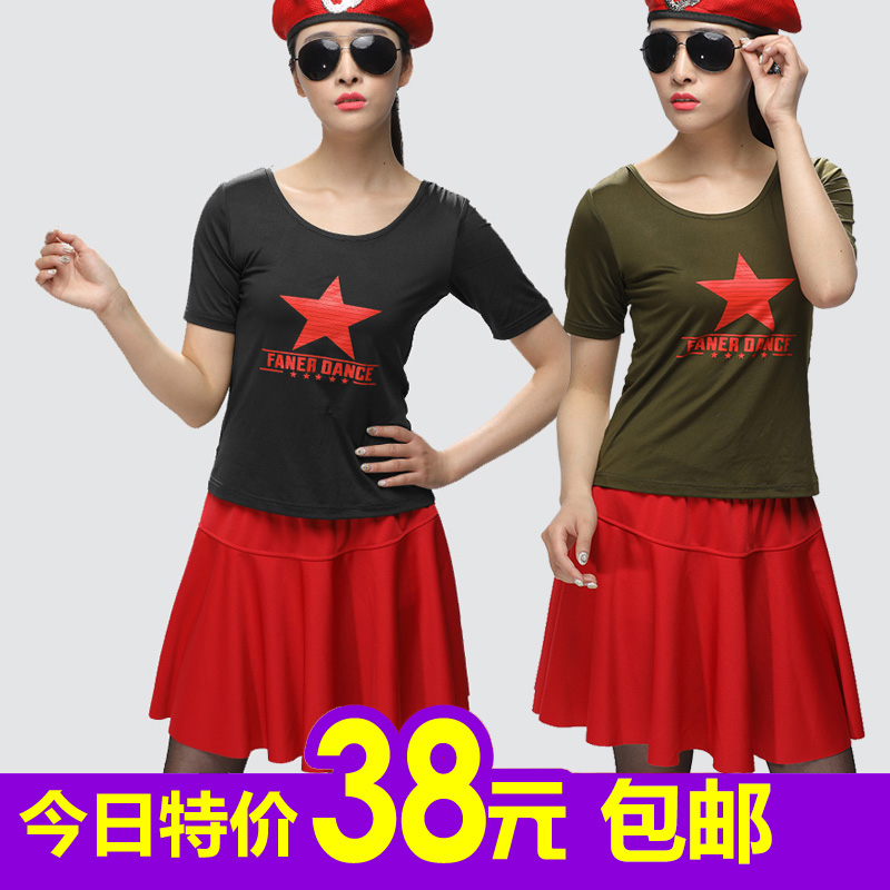 水兵舞服装女套装裙子2019夏季新款跳广场舞衣服短袖上衣特价清仓|msdalam kategori sukan/Yoga/kecergasan/bekalan peminat, Dance/Aerobik/Gymnastics, Tarian Square, Square Dance Set - dari Buy2taobao.com untuk memberikan perkhidmatan ejen Taobao profesional membeli