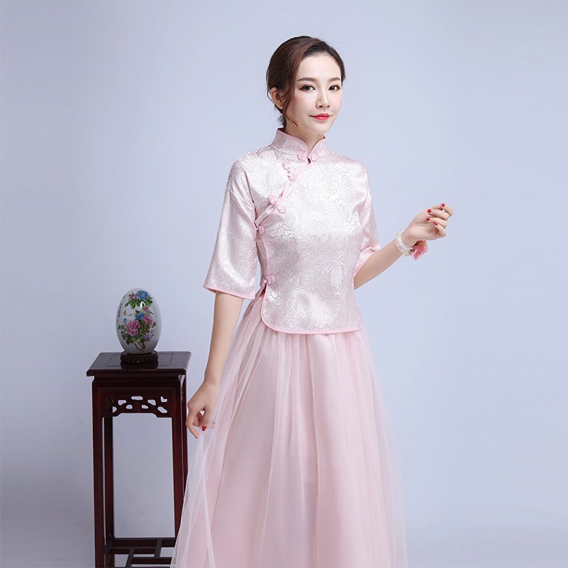 Chinese style Bridesmaid Dresses Sisters full dress half sleeve 2018 new pattern Spring Republic of wind Vintage Style Chinese style cheongsamin the Women's clothing/Boutique , Wedding/Cheongsam/Formal dress , Formal dress/Evening category - from Buy2taobao.com to provide professional Taobao agent buy service