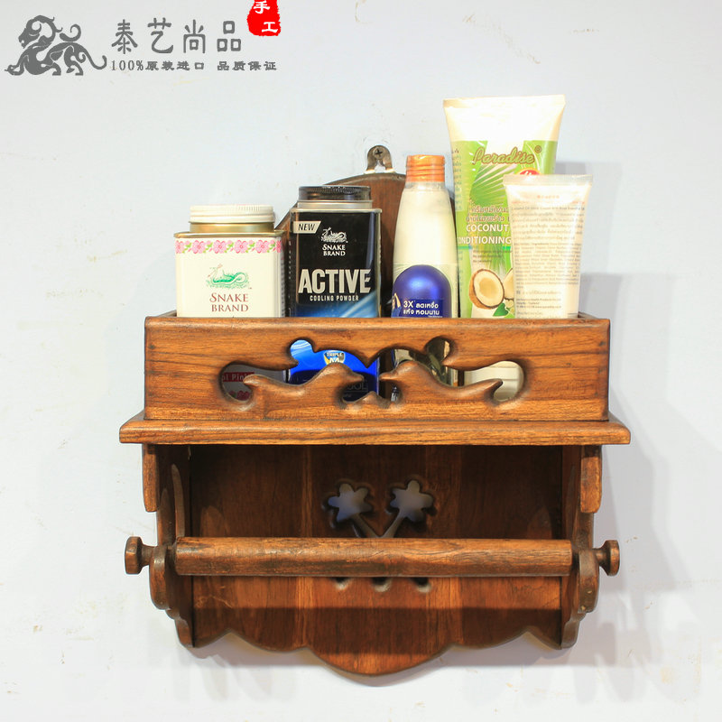 Thailand Imported Retro Wall decoration Tissue holder TOILET Wooden flower roll of paper Shelf originality towel mobile phone toiletin the Home accessories , Mural category - from Buy2taobao.com to provide professional Taobao agent buy service