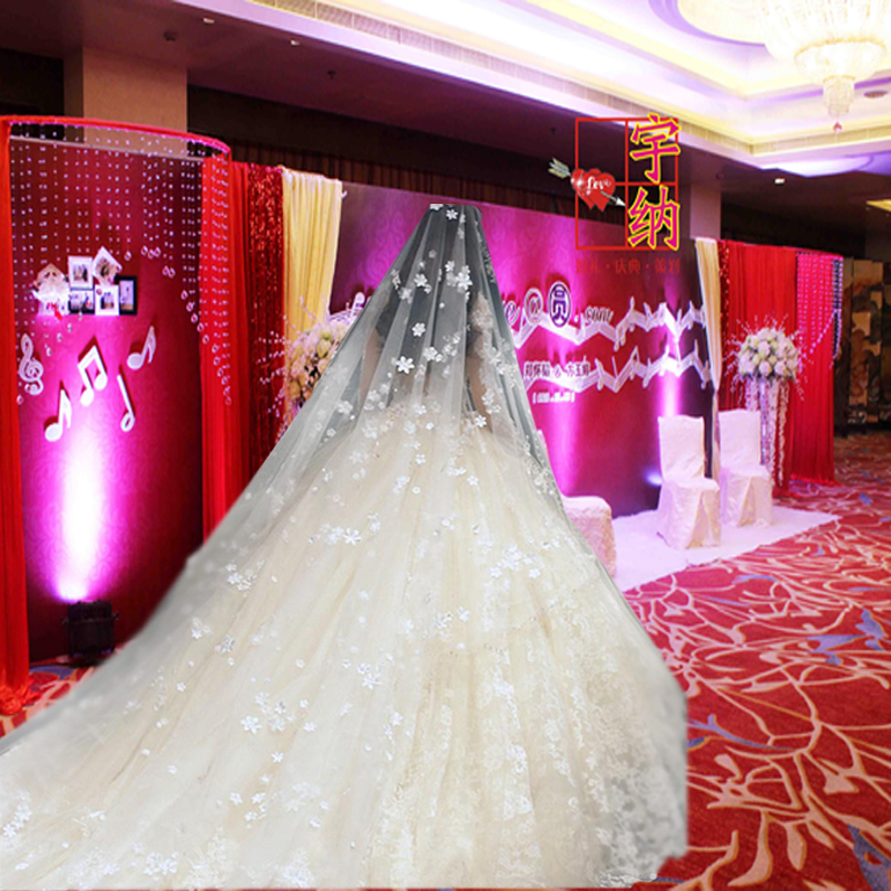 2019 new pattern Korean Super long Tailing Lace Headdress 3 meters Flower Aesthetic Simplicity bride marry Headdressin the Accessories/Leather belt/Hat/Muffler , Wedding dress accessories , Veil category - from Buy2taobao.com to provide professional Taobao agent buy service