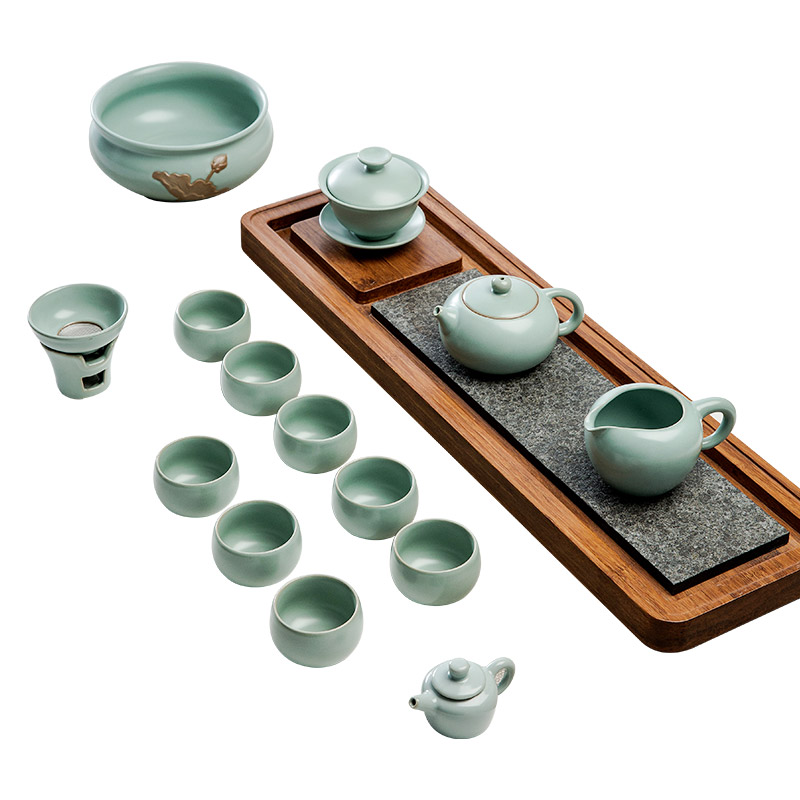 功夫茶瓷汝窑套装家用办公室景德镇陶 冰裂釉泡茶壶茶海茶杯整套|msdalam kategori pinggan mangkuk, set teh, Kung Fu teh - dari Buy2taobao.com untuk memberikan perkhidmatan ejen Taobao profesional membeli