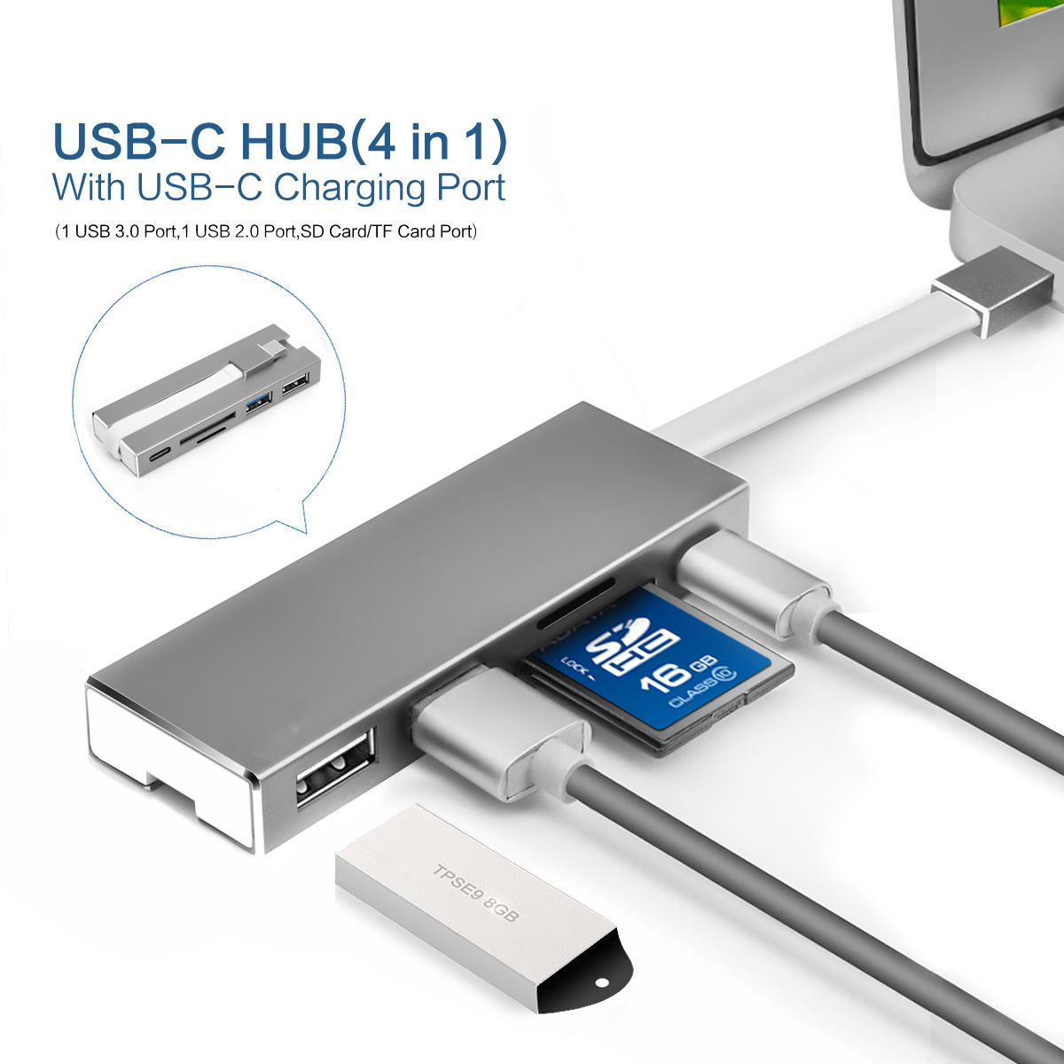 跨境 铝合金USB3.0拓展坞 SD卡TF卡五口type c to hub集线器在类目 电玩/配件/游戏/攻略, 任天堂NGC/FC/N64/SFC 专用配件, SD卡中 - 来自Buy2taobao.com提供专业的淘宝代购服务