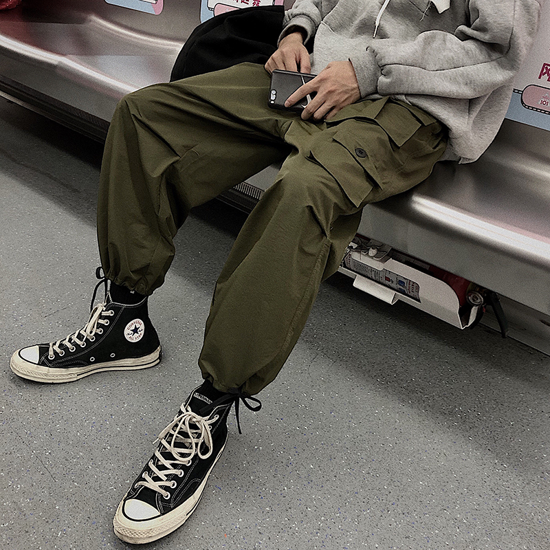 工装裤男潮牌港风薄款休闲夏季百搭潮流抽绳韩版直筒宽松束脚裤子在类目 男装, 休闲裤中 - 来自Buy2taobao.com提供专业的淘宝代购服务