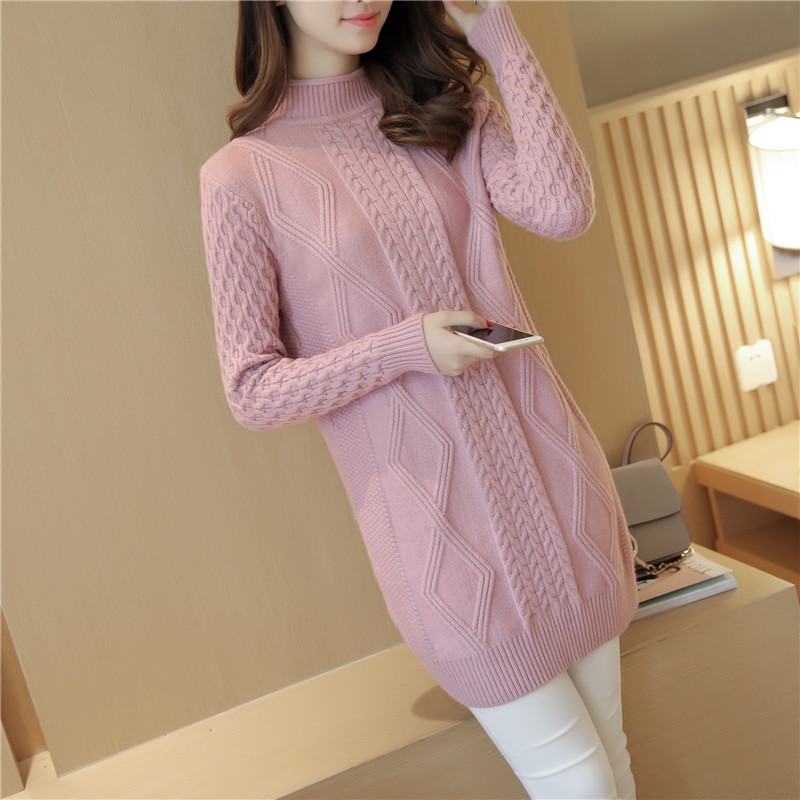 Socket Women's wear Mid length version sweater Half a 2018 spring and autumn new pattern Self cultivation Versatile Twist Base coat thickeningin the Women's clothing/Boutique , Sweaters category - from Buy2taobao.com to provide professional Taobao agent buy service