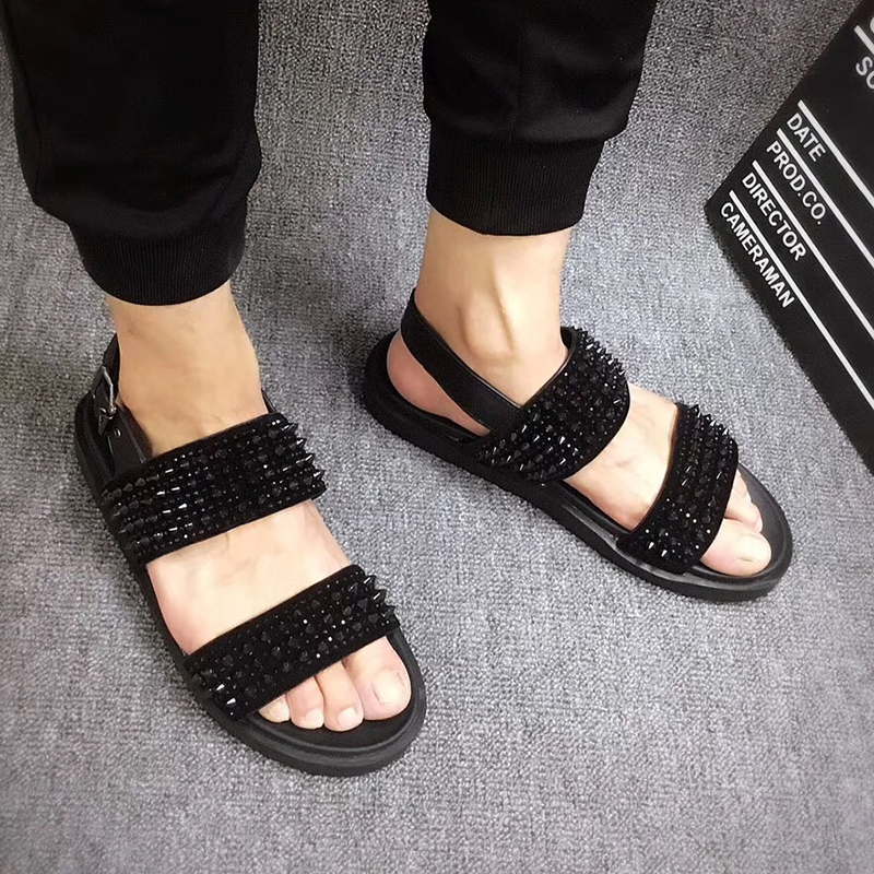 Sandals for men 2019 new pattern summer cowhide rivet Trendy shoes Beach shoes leisure time ventilation non-slip soft sole Sandalsin the Men's Shoes, Sandals category - from Buy2taobao.com to provide professional Taobao agent buy service