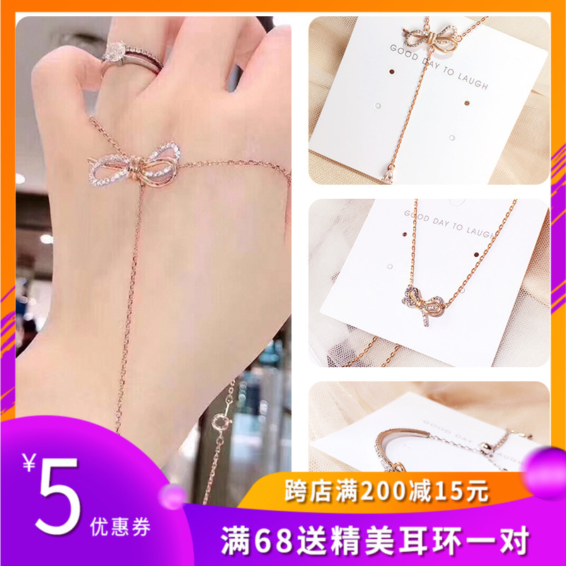 抖音蝴蝶结流苏项链韩国双色925纯银锁骨颈链网红玫瑰金耳环饰品在类目 饰品/流行首饰/时尚饰品新, 项链中 - 来自Buy2taobao.com提供专业的淘宝代购服务