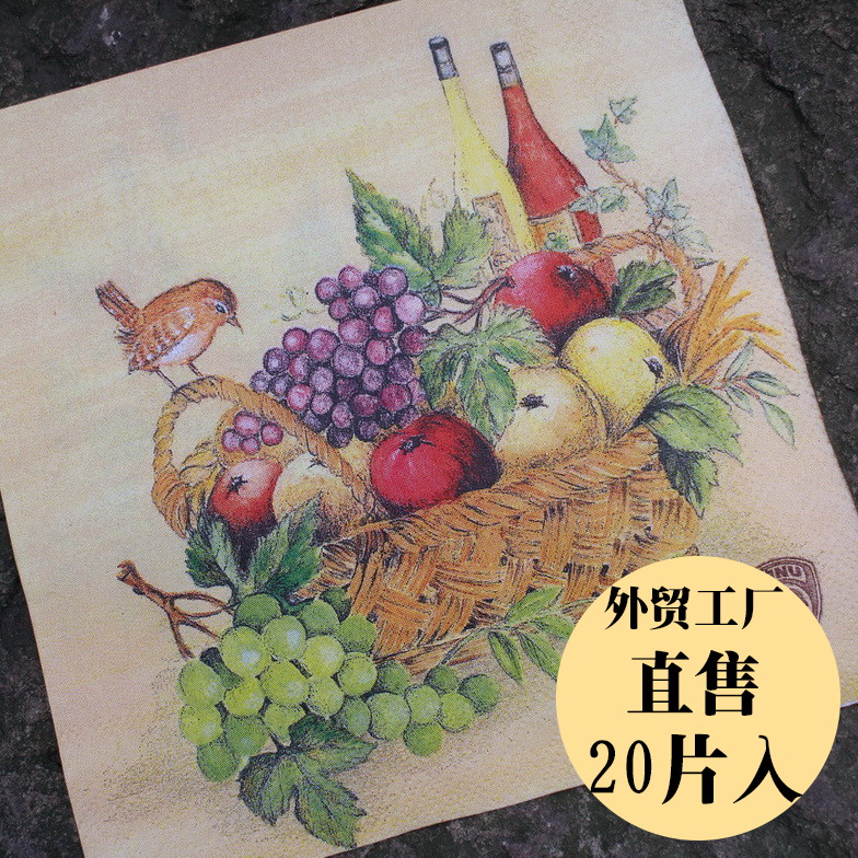 NL001鸟葡萄美酒圣诞礼物婚庆创意纸巾口布印花手帕纸餐巾纸33在类目 洗护清洁剂/卫生巾/纸/香薰, 纸品/湿巾, 手帕纸中 - 来自Buy2taobao.com提供专业的淘宝代购服务