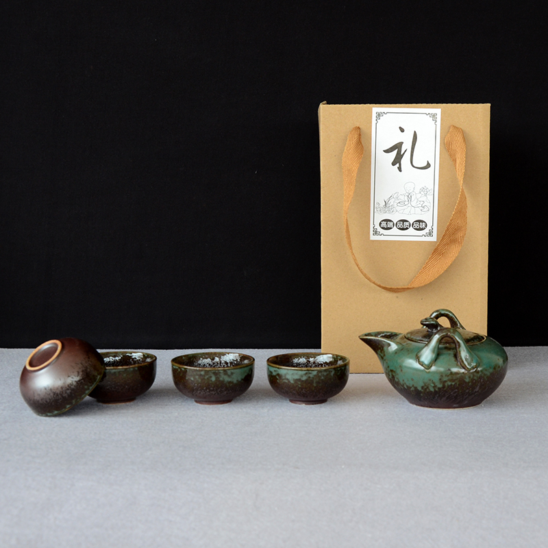 窑变一壶四杯粗陶渐变功夫茶具套装礼盒整套陶瓷便携旅行户外茶具在类目 餐饮具, 茶具, 功夫茶具中 - 来自Buy2taobao.com提供专业的淘宝代购服务