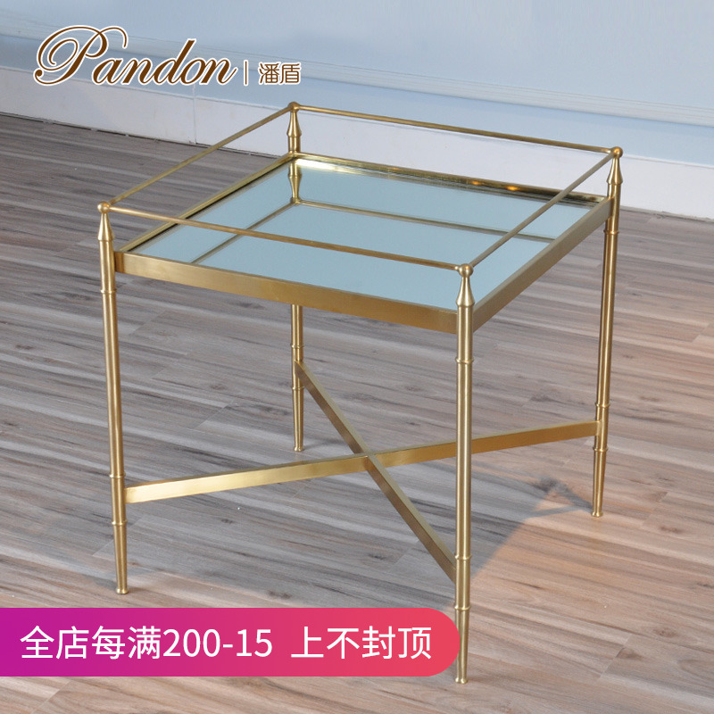 潘盾家具 后现代不锈钢客厅角几 时尚简约钢化玻璃沙发边几方几|ruв категории жилой мебели, несколько видов, угол несколько/край несколько - от Buy2taobao.com для оказания профессиональной услуги покупки агента Taobao