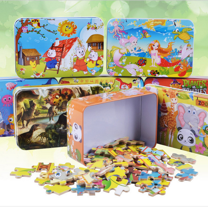 100片木质铁盒拼图 儿童早教益智玩具教具幼儿园礼物男女孩智力|ruв категории игрушка/коляска/головоломка/блоки/модель, бусы/головоломка/в паре/демонтаж/бить игрушки, головоломка/деревоплита - от Buy2taobao.com для оказания профессиональной услуги покупки агента Taobao