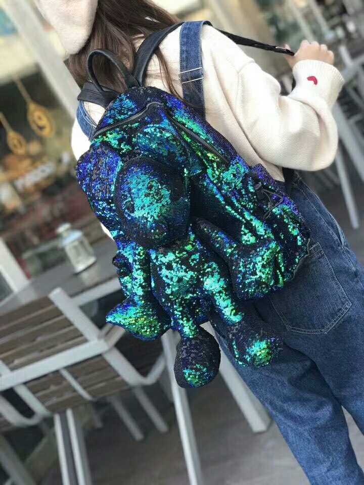 2019 new pattern Net Red Star of the same paragraph Chaopai heavy industry encryption Sequins Sequins Mickey Mouse Twinkle Backpack knapsackin the Leather/Lady bags/Men's bag, Backpack category - from Buy2taobao.com to provide professional Taobao agent buy service