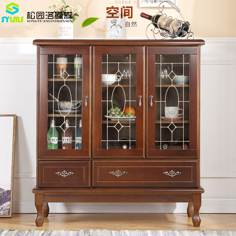 酒柜实木茶水柜简约 收纳橱碗柜餐边柜 厨房储物酒柜欧式客厅包邮|ruв категории жилой мебели, кабинет, винный шкаф - от Buy2taobao.com для оказания профессиональной услуги покупки агента Taobao