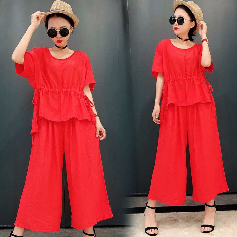 Real shot 2019 new pattern spring clothes Large Easy Ethnic style comfortable Retro Women's wear Two piece set suit Solidin the Women's clothing/Boutique , Set/Student uniforms/Work uniforms , Other suits category - from Buy2taobao.com to provide professional Taobao agent buy service