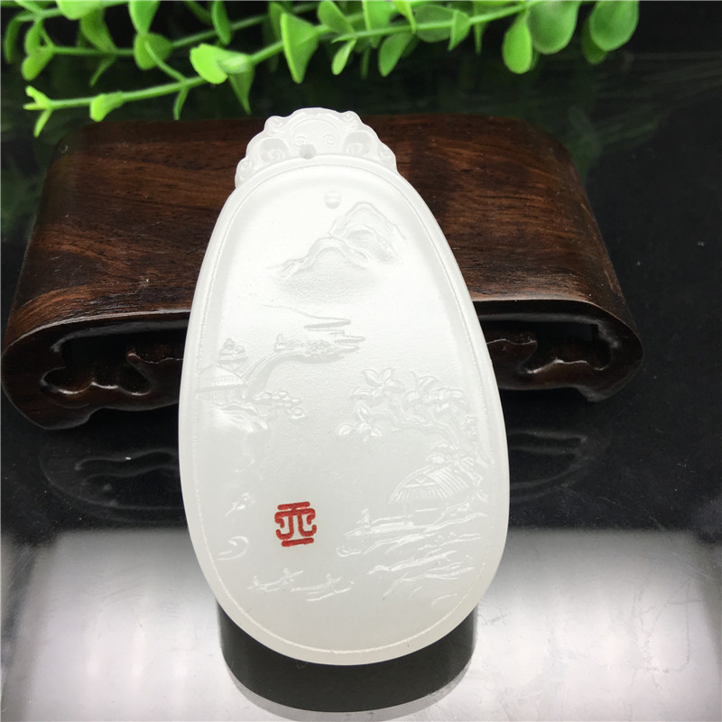 natural Xinjiang Wada White jade Landscape painting Jade card Rivers, mountains Theme jade Pendant brand Pendant Shan Liuin the Jewelry/Diamond/Jade/Gold , And nephrite , Choker category - from Buy2taobao.com to provide professional Taobao agent buy service