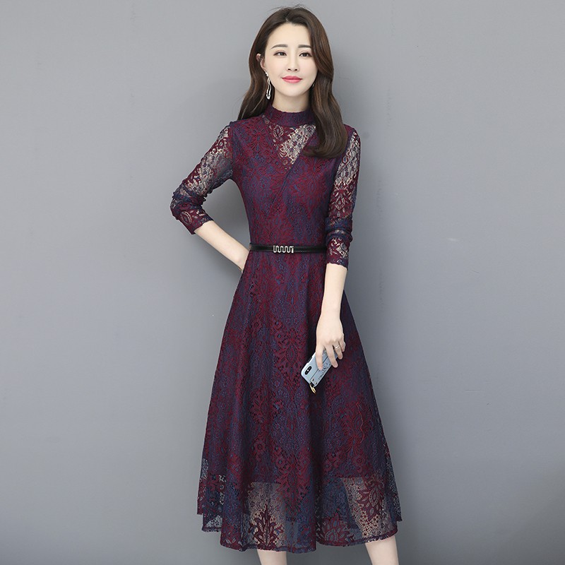 Vip.com fat MM Lace dress 2019 new pattern Women's wear spring clothes Kuotai Tai Overknee Noble temperamentin the Women's clothing/Boutique , Large size women category - from Buy2taobao.com to provide professional Taobao agent buy service