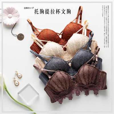 TU001002 【福利款】无钢圈托胸内衣 上托聚拢蕾丝法式三角杯文胸