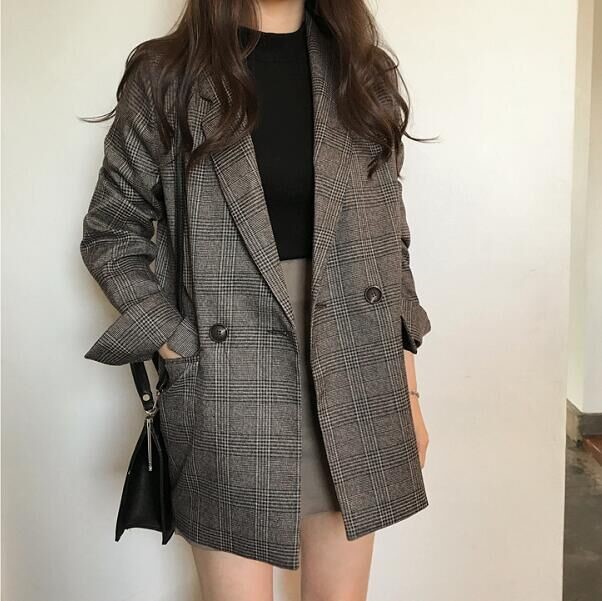 2018秋冬新款韩版chic小西装格子条纹外套女复古学生休闲西服ins在类目 女装/女士精品, 毛呢外套中 - 来自Buy2taobao.com提供专业的淘宝代购服务