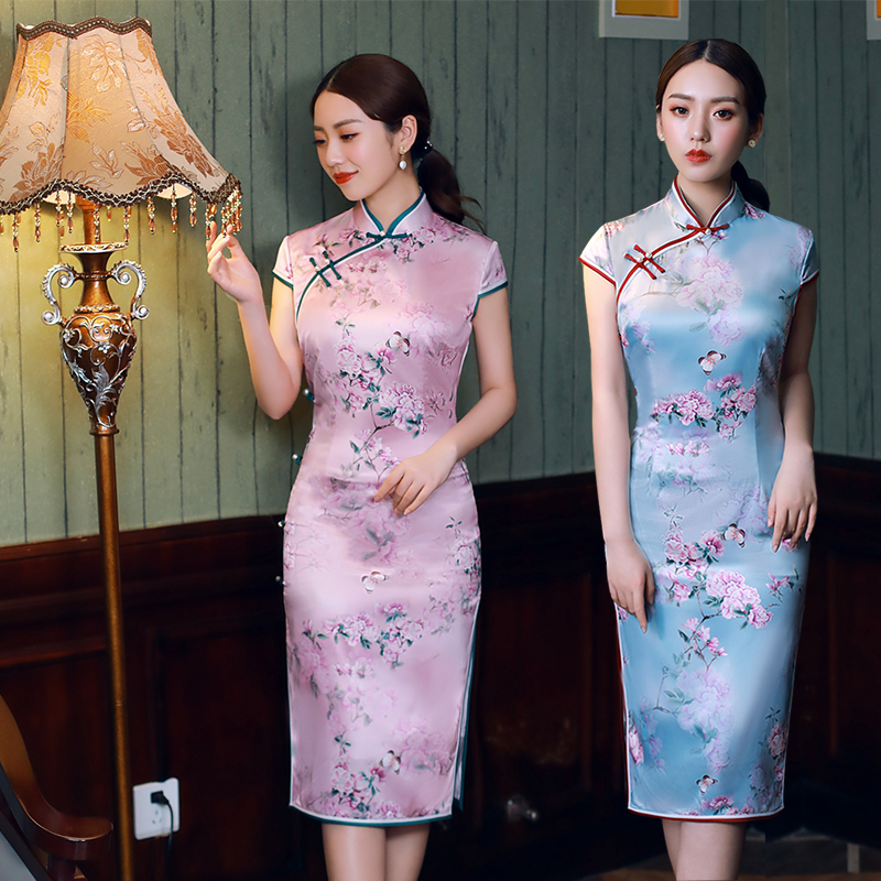唯品会中款2019春装女旗袍优雅改良少女中国风中长款丝绸盘扣祺袍|msdalam kategori Butik wanita / wanita, perkahwinan/Cheongsam/pakaian, Cheongsam - dari Buy2taobao.com untuk memberikan perkhidmatan ejen Taobao profesional membeli