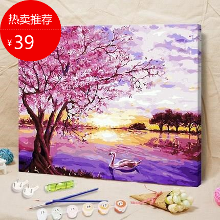 水彩画手绘填充填色画临摹风景花卉动漫人物填色油彩客厅装饰底稿|ruв категории Домашний быт, декоративная живопись, DIY/цифровой живописи - от Buy2taobao.com для оказания профессиональной услуги покупки агента Taobao