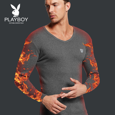 花花公子全棉保暖内衣男士纯棉秋衣秋裤套装青年女薄款棉毛衫春秋