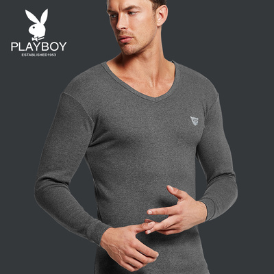 花花公子全棉保暖内衣男士纯棉毛衫秋衣秋裤套装青年内穿薄款冬季