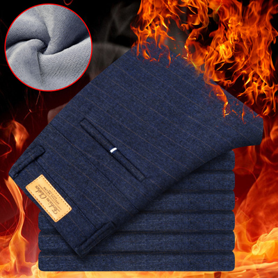 格子裤男士休闲裤男秋冬款韩版修身直筒加厚裤子加绒男裤冬季磨毛