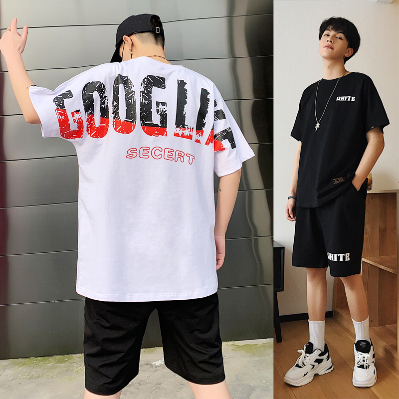 2019 man summer leisure time motion suit Korean Edition Trend Short sleeved T-shirt men's wear Chaopai Hip hop Summer wearin the Men's clothing, Set , Leisure sports suit category - from Buy2taobao.com to provide professional Taobao agent buy service