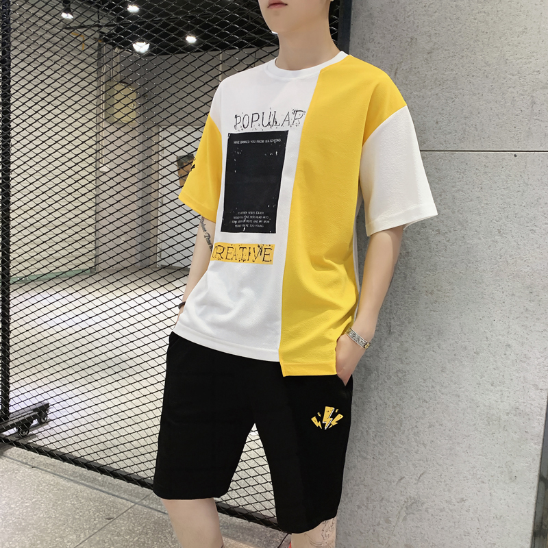 2019 summer leisure time suit Teenagers Short sleeved T-shirt Five point pants Two piece set Trend student Junior school studentin the Men's clothing, Set , Leisure sports suit category - from Buy2taobao.com to provide professional Taobao agent buy service