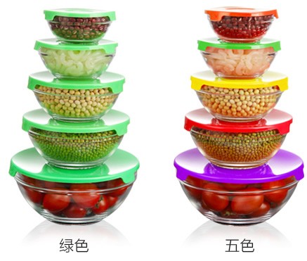 New products pickled cabbage Leftovers Leftovers household Storage Crisper 5 sets Refrigerator trumpet With cover Easy Glass Round 9in the Tableware , Fresh container/Fresh Containers , Crisper  category - from Buy2taobao.com to provide professional Taobao agent buy service