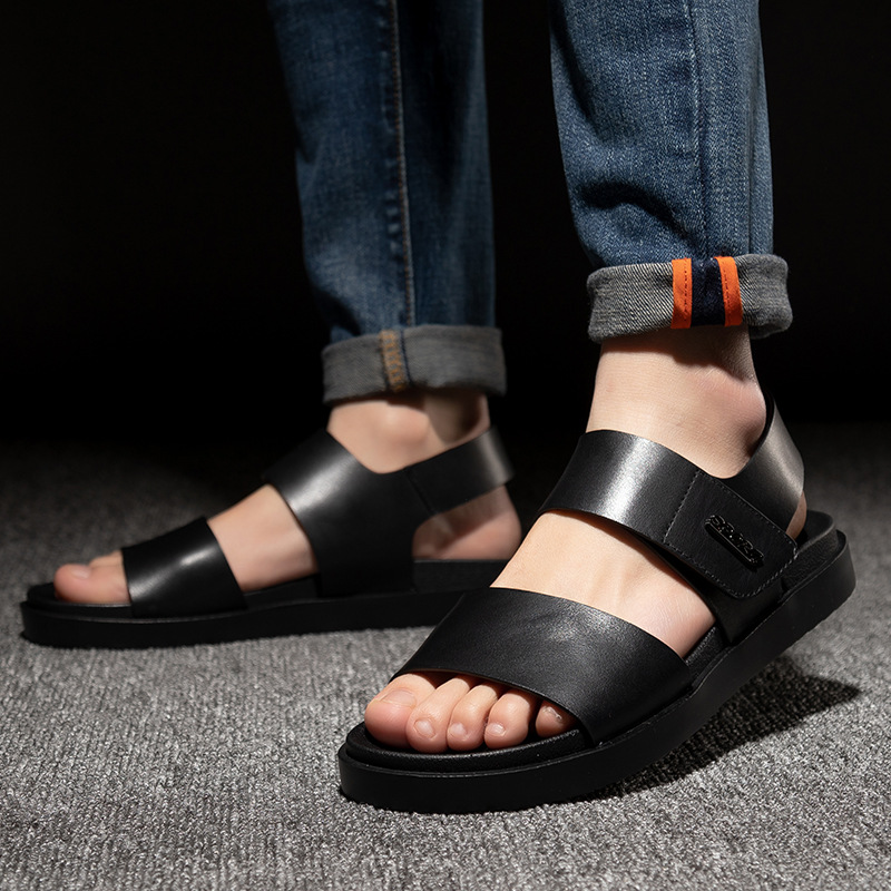 2019 A summer The first layer cowhide Sandals leisure time Velcro light outdoor Korean Edition fashion Trend Beach shoesin the Men's Shoes, Sandals category - from Buy2taobao.com to provide professional Taobao agent buy service