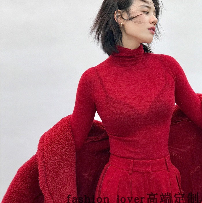 gules ultrathin High collar Self cultivation Goat Fleece Autumn and winter Cardigan Superfine Show thin Sweater sweater Base coatin the Women's clothing/Boutique , Sweaters category - from Buy2taobao.com to provide professional Taobao agent buy service