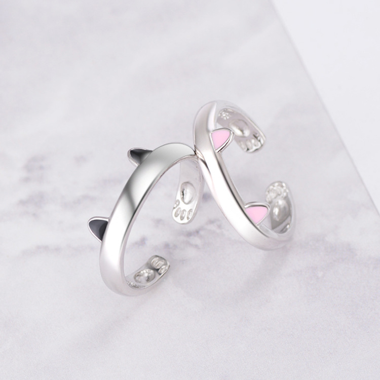 Korean Edition Kitty Sterling Silver student Ring lovely personality Versatile Footprint Ring fresh originality Ring ringin the Accessories/Fashion Jewelry, Ring/Ring category - from Buy2taobao.com to provide professional Taobao agent buy service