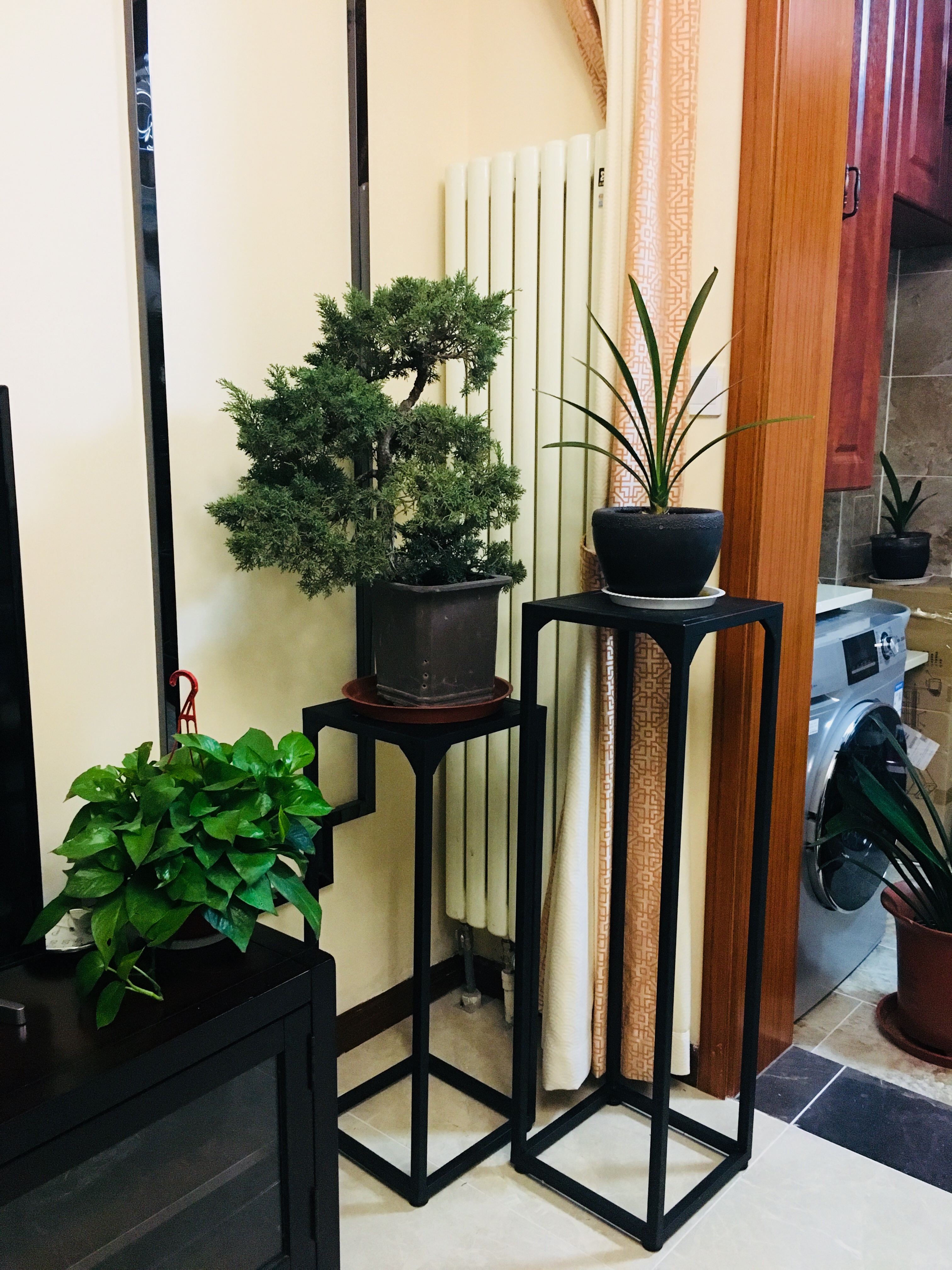 花架美式鐵花架新中式實木簡約花架陽台複古花盆架客廳中式花架在類目 住宅傢俱, 架類, 花架/花幾中 - 來自Buy2taobao.com提供專業的淘寶代購服務