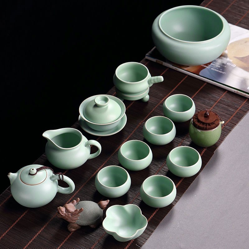 汝窑茶具套装 陶瓷功夫茶具盖碗茶壶家用礼品定做logo整套在类目 餐饮具, 茶具, 功夫茶具中 - 来自Buy2taobao.com提供专业的淘宝代购服务