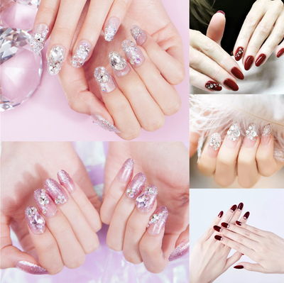 背胶款可摘戴拆卸无痕穿戴新娘抖音网红音同款美甲成品假指甲贴片