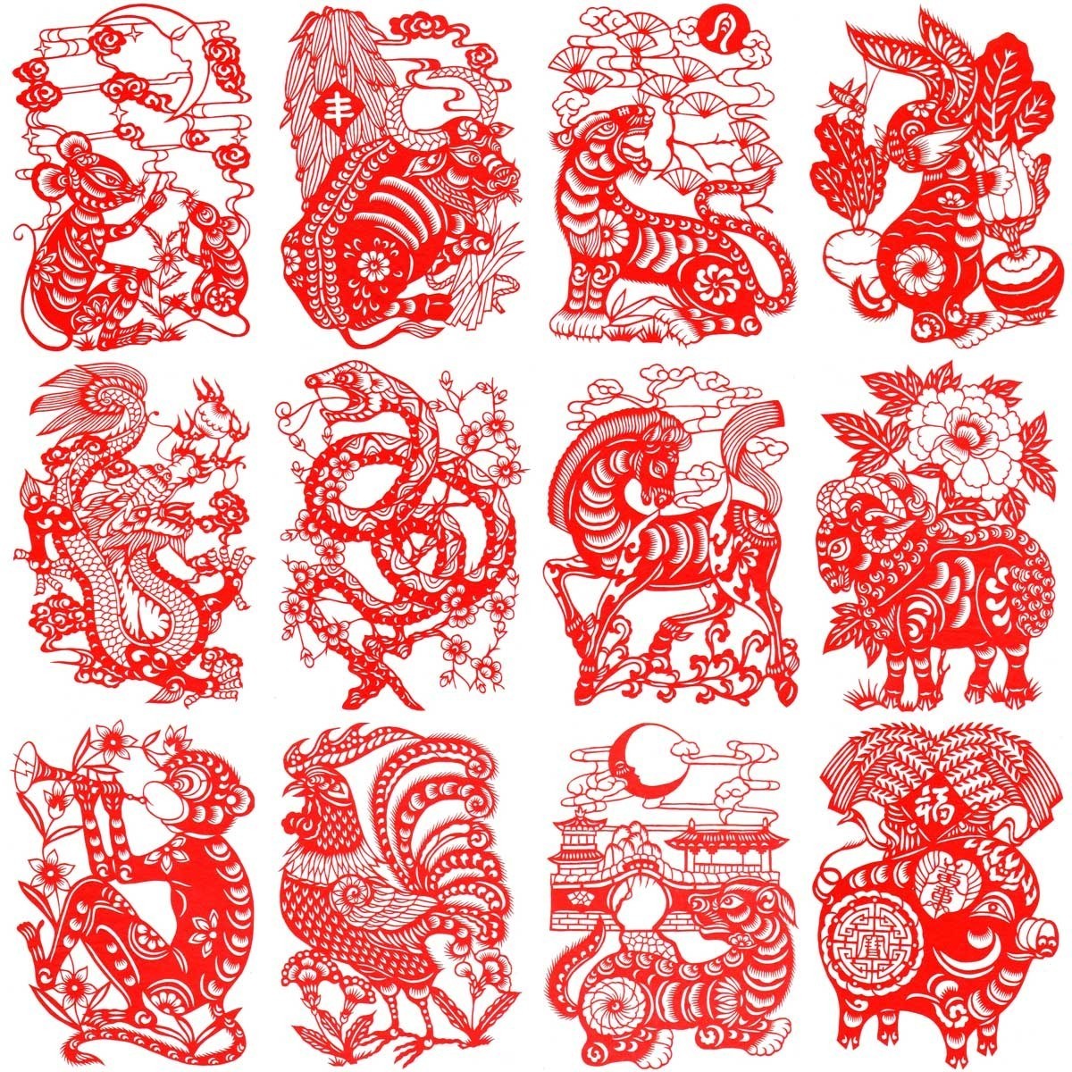 特色整套梦龙非遗纯手工十二生肖学校幼儿园作品装饰剪纸画 23CM|ruв категории Ручная работа, области народных ремесел, порез - от Buy2taobao.com для оказания профессиональной услуги покупки агента Taobao