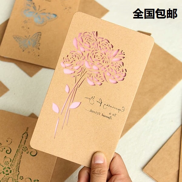 the republic of korea originality Retro Hollow Kraft paper Greeting cards Birthday Wishes Leave a message father festival currency Card 7in the Festive supplies/Gift , Greeting Cards/Card category - from Buy2taobao.com to provide professional Taobao agent buy service