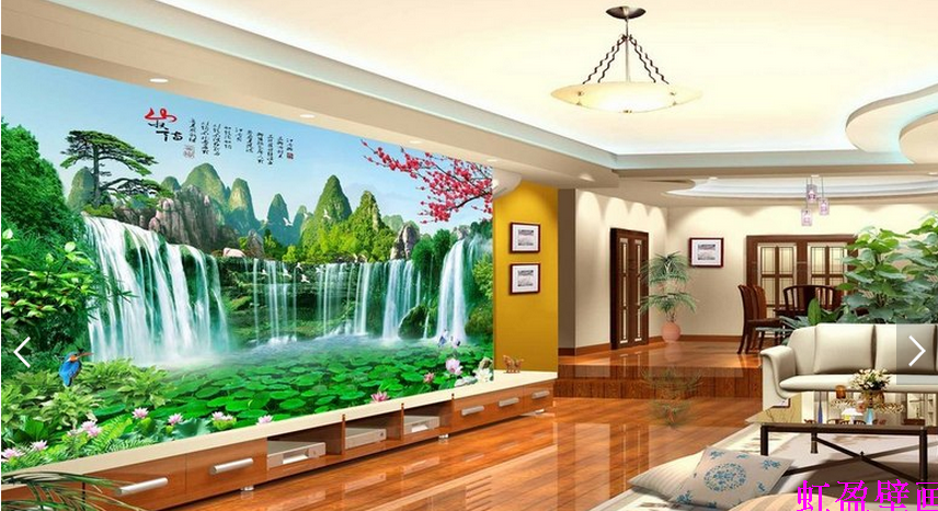 Landscape Waterfall Chinese style China Landscape Flowing water Making money television Background wall modern Home Furnishing decorate originality muralin the Decoration main material , Wallpaper , Qiangbu/Wall covering/Cloth wallpaper category - from Buy2taobao.com to provide professional Taobao agent buy service