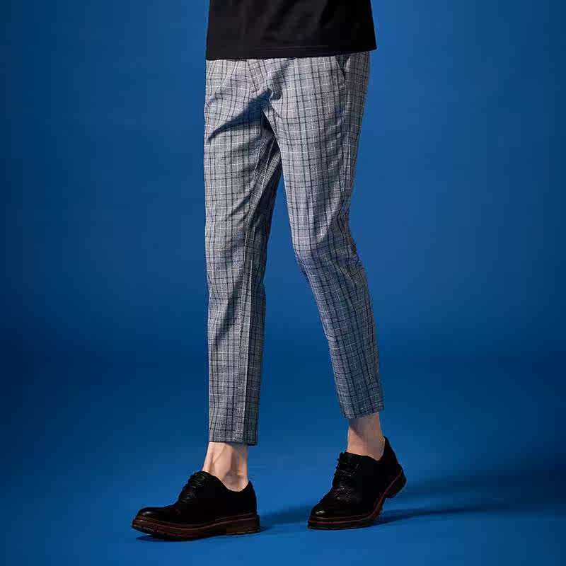 G&G Feet grey lattice man Straight Ninth pants Versatile Casual pants Trend summer Self cultivation Western-style trousersin the Men's clothing, Casual pants category - from Buy2taobao.com to provide professional Taobao agent buy service