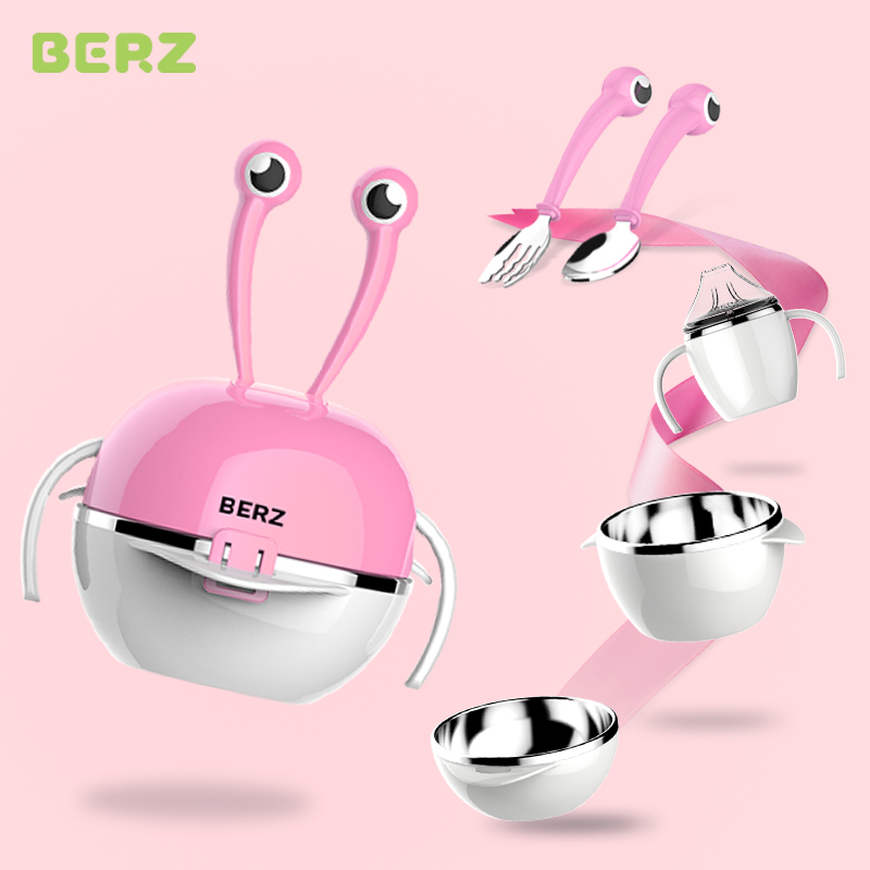 Britain berz Bayesian children Cutlery Set go out Portable baby Stainless steel Bowl spoon suit baby Auxiliary bowlin the Diapers/Care/Feeding/Push lathe , Cups/Tableware/Grind/Attachment , Children's tableware category - from Buy2taobao.com to provide professional Taobao agent buy service