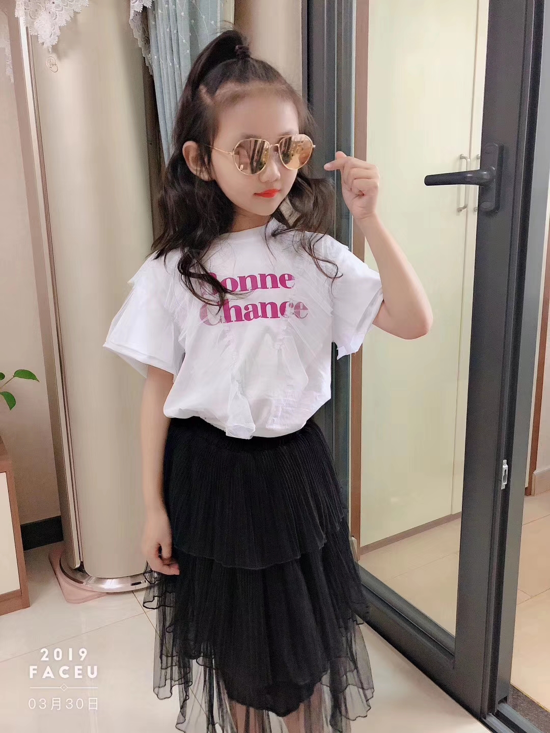 2019 summer new pattern Letters with Lace Versatile pure cotton Short sleeved jacket Easy leisure timein the Children/Baby/Family fitted , T-shirt category - from Buy2taobao.com to provide professional Taobao agent buy service