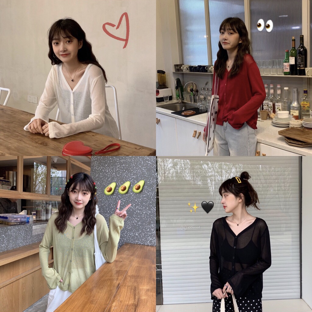2019夏季ins韩版小心机V领单排扣薄款长袖针织开衫女透视防晒上衣在类目 女装/女士精品, 毛针织衫中 - 来自Buy2taobao.com提供专业的淘宝代购服务