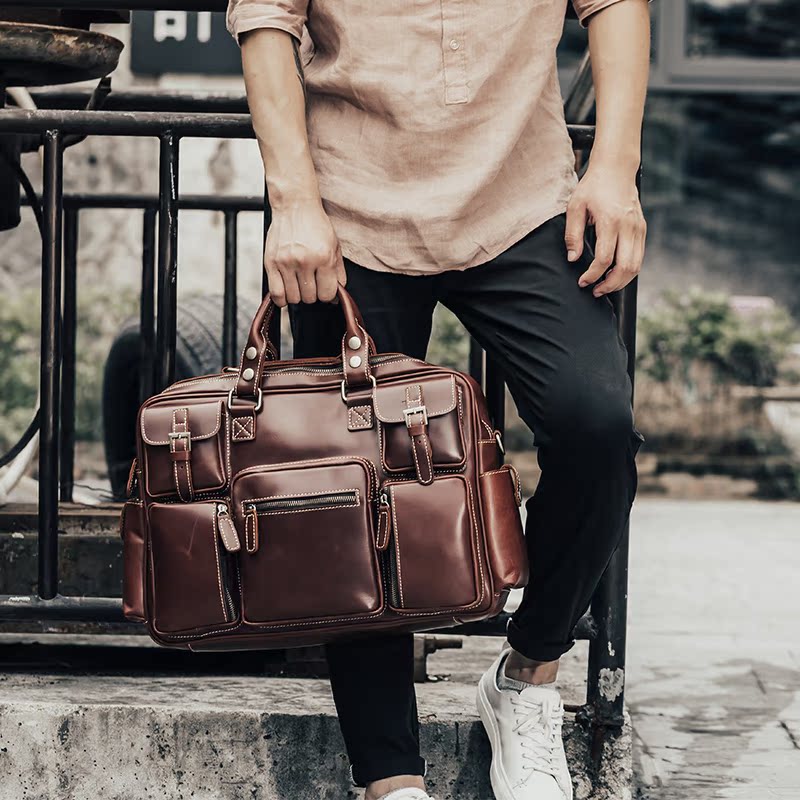 New products Retro man portable Luggage bag Europe and America Oil Wax Travelling bag The first layer cowhide One shoulder Inclined shoulder bagin the Leather/Lady bags/Men's bag, Bag category - from Buy2taobao.com to provide professional Taobao agent buy service